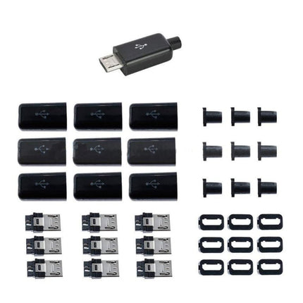 10x Micro - USB B Male Plug Connector Kit With Plastic Cover - Elektor