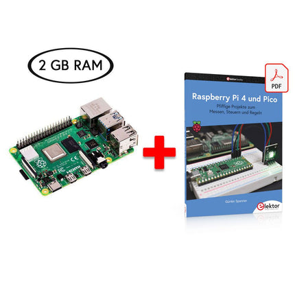Bundle: Raspberry Pi 4 (2 GB) + Raspberry Pi 4 und Pico (E - book) - Elektor