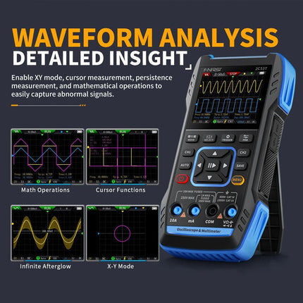 FNIRSI 2C53T Upgrade (3 - in - 1) 2 - ch Oscilloscope (50 MHz) + Multimeter + Signal Generator - Elektor