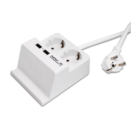 PeakTech 3125 Power Strip with 2 x 230 V Safety Sockets and 2 x USB Charger with 2.5 A - Elektor